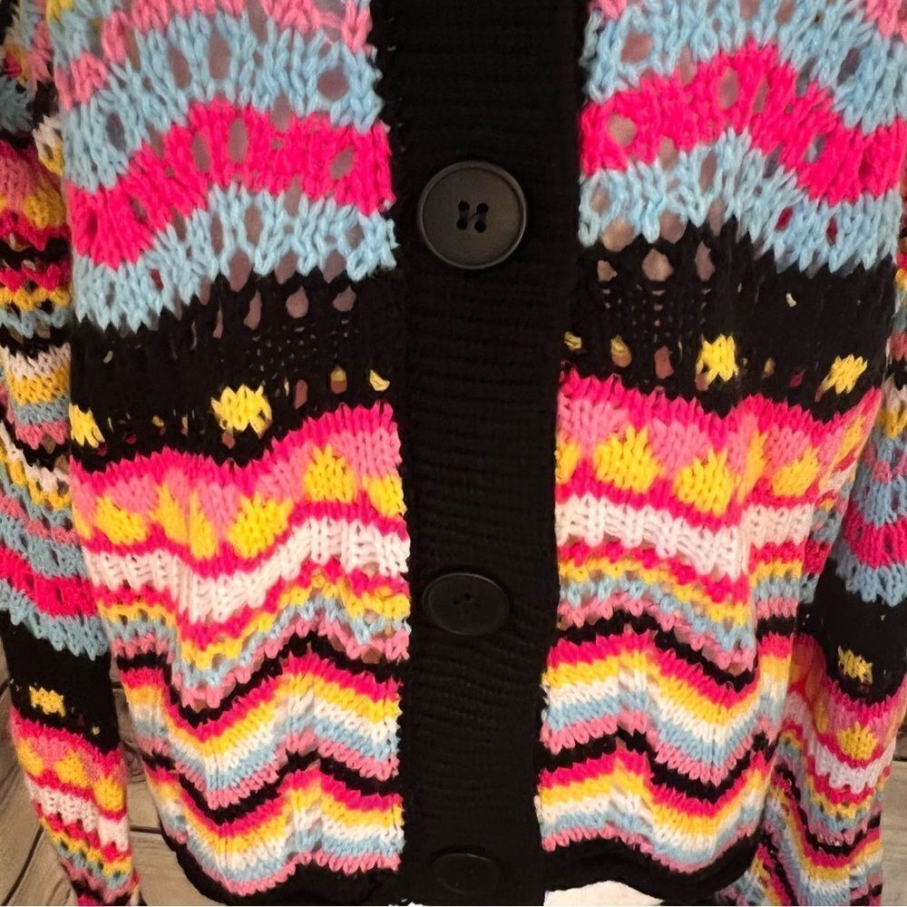 C+d+m Colorful Patterned Knit Button Down Cardigan - Picture 4 of 8